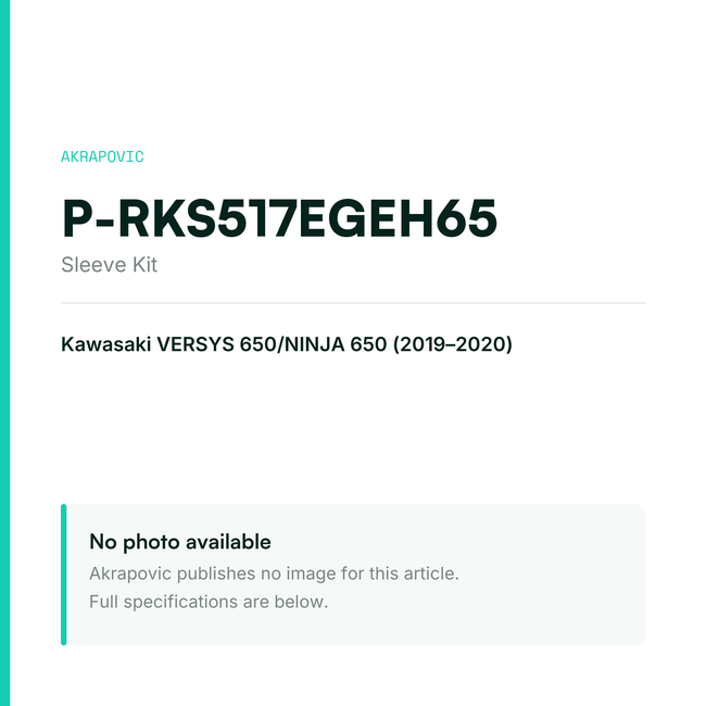 Akrapovic Sleeve Kit P-RKS517EGEH65 — placeholder, no manufacturer photo available