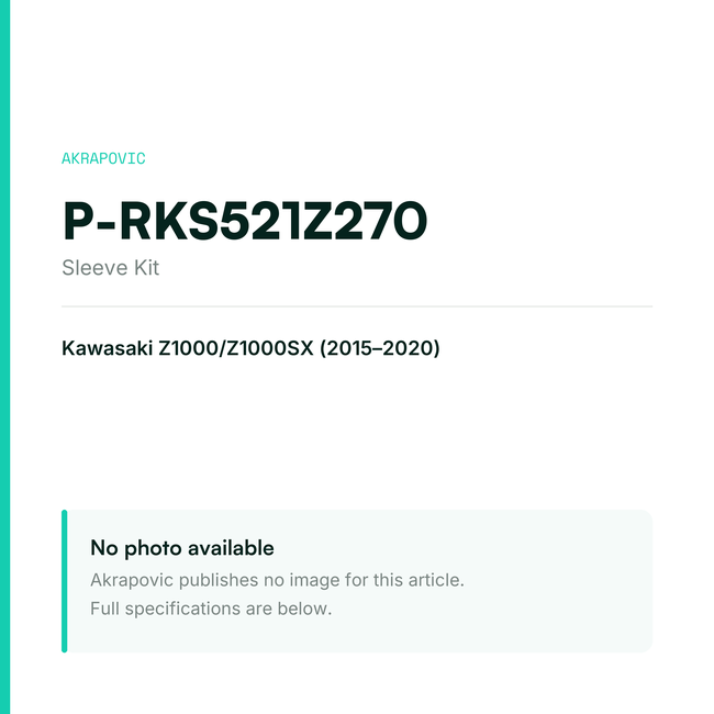 Akrapovic Sleeve Kit P-RKS521Z270 — placeholder, no manufacturer photo available