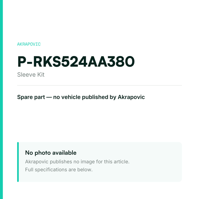 Akrapovic Sleeve Kit P-RKS524AA380 — placeholder, no manufacturer photo available