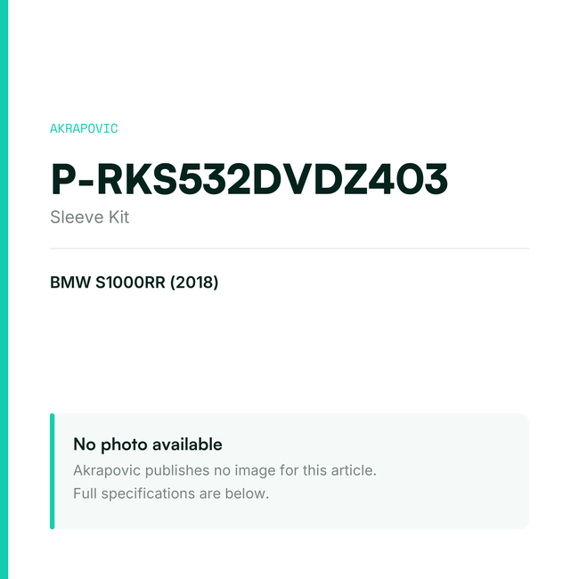 Akrapovic Sleeve Kit P-RKS532DVDZ403 — placeholder, no manufacturer photo available