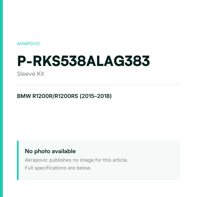 Akrapovic Sleeve Kit P-RKS538ALAG383 — placeholder, no manufacturer photo available