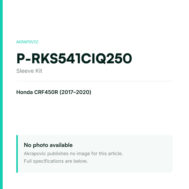 Akrapovic Sleeve Kit P-RKS541CIQ250 — placeholder, no manufacturer photo available