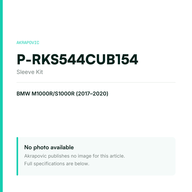 Akrapovic Sleeve Kit P-RKS544CUB154 — placeholder, no manufacturer photo available