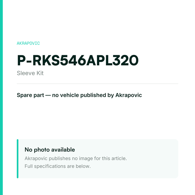 Akrapovic Sleeve Kit P-RKS546APL320 — placeholder, no manufacturer photo available