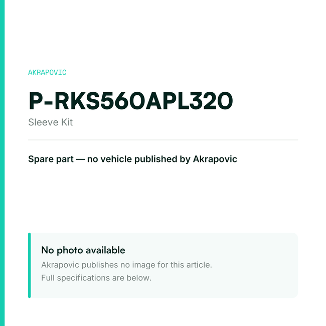 Akrapovic Sleeve Kit P-RKS560APL320 — placeholder, no manufacturer photo available