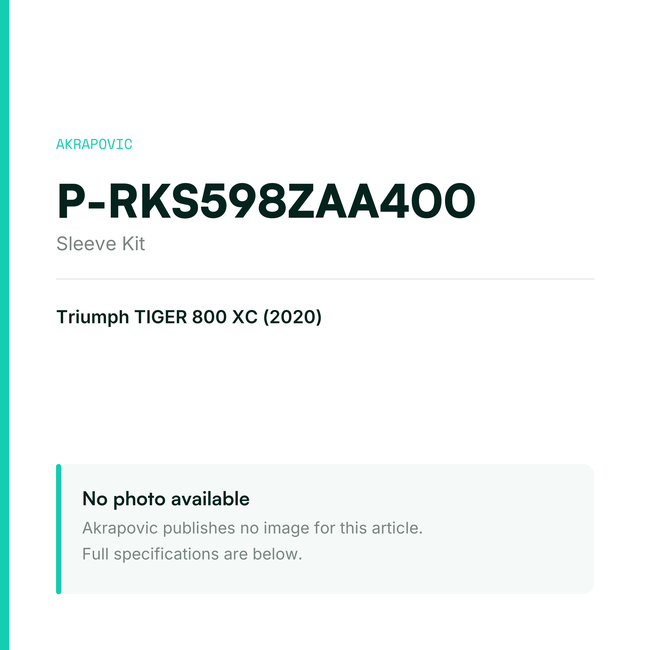 Akrapovic Sleeve Kit P-RKS598ZAA400 — placeholder, no manufacturer photo available