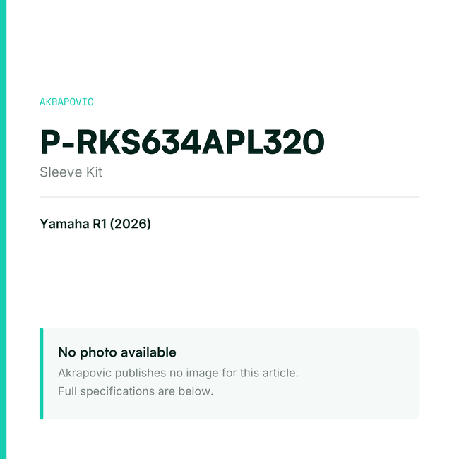 Akrapovic Sleeve Kit P-RKS634APL320 — placeholder, no manufacturer photo available