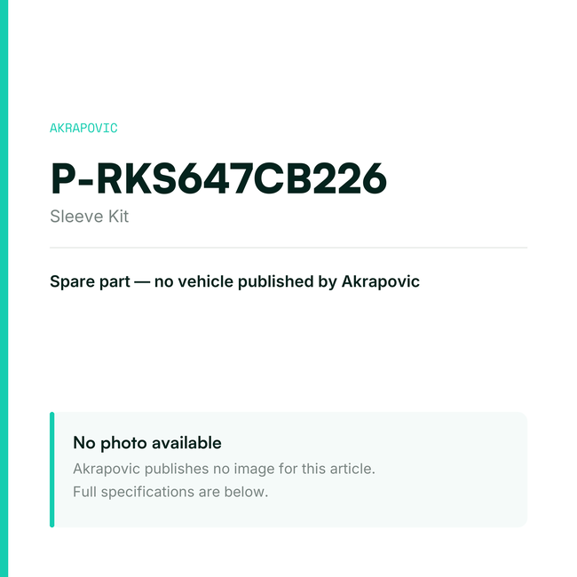 Akrapovic Sleeve Kit P-RKS647CB226 — placeholder, no manufacturer photo available