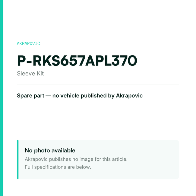 Akrapovic Sleeve Kit P-RKS657APL370 — placeholder, no manufacturer photo available