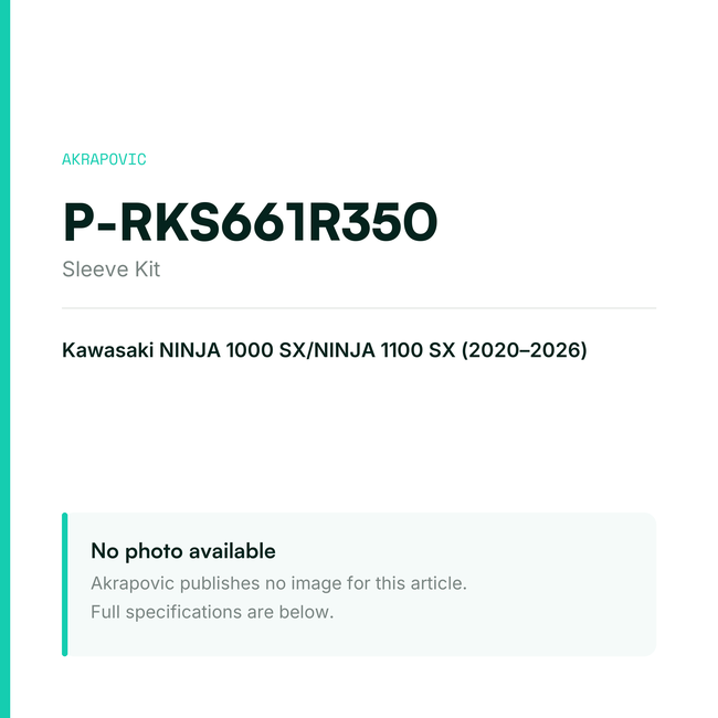 Akrapovic Sleeve Kit P-RKS661R350 — placeholder, no manufacturer photo available
