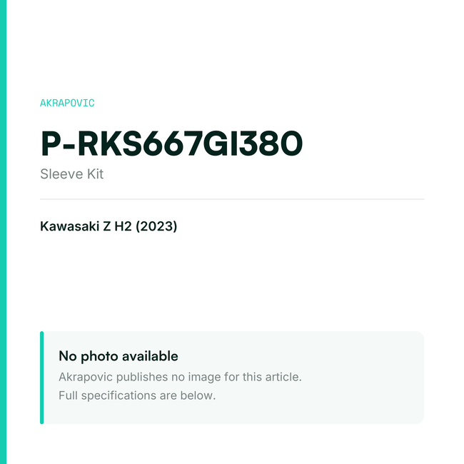 Akrapovic Sleeve Kit P-RKS667GI380 — placeholder, no manufacturer photo available