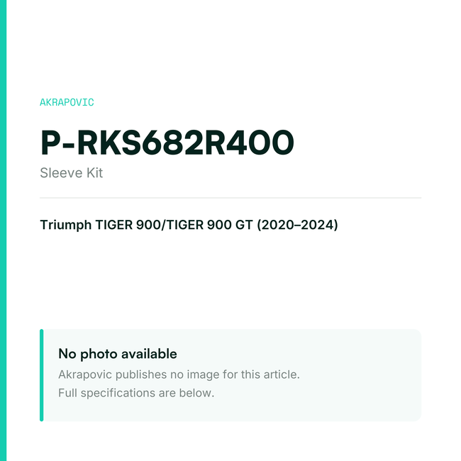 Akrapovic Sleeve Kit P-RKS682R400 — placeholder, no manufacturer photo available