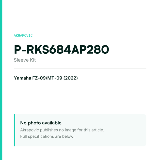 Akrapovic Sleeve Kit P-RKS684AP280 — placeholder, no manufacturer photo available