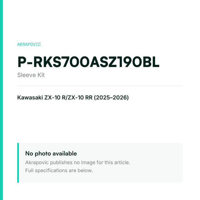 Akrapovic Sleeve Kit P-RKS700ASZ190BL — placeholder, no manufacturer photo available
