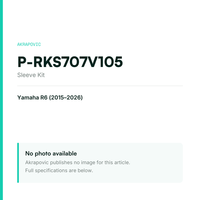 Akrapovic Sleeve Kit P-RKS707V105 — placeholder, no manufacturer photo available
