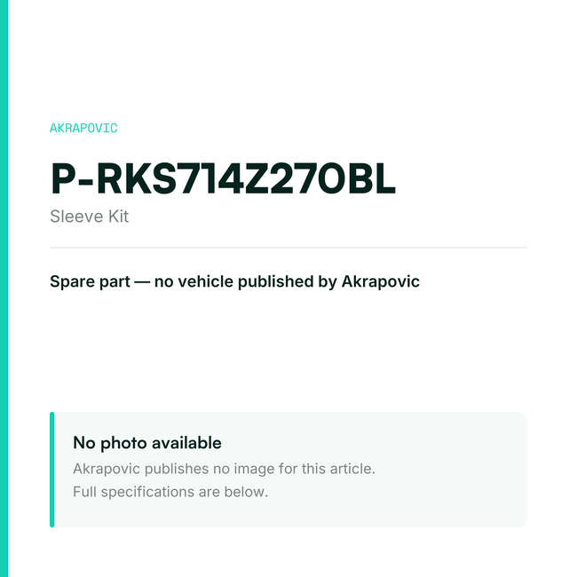 Akrapovic Sleeve Kit P-RKS714Z270BL — placeholder, no manufacturer photo available