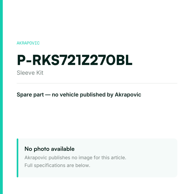 Akrapovic Sleeve Kit P-RKS721Z270BL — placeholder, no manufacturer photo available