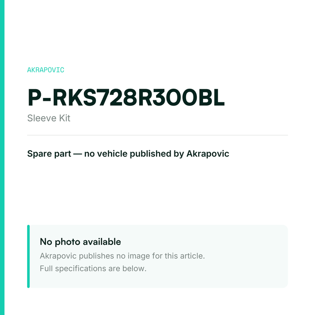 Akrapovic Sleeve Kit P-RKS728R300BL — placeholder, no manufacturer photo available