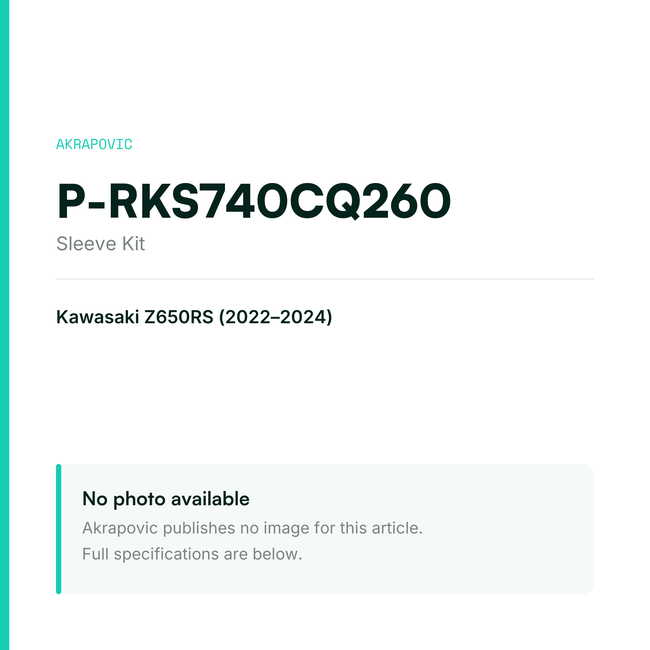 Akrapovic Sleeve Kit P-RKS740CQ260 — placeholder, no manufacturer photo available