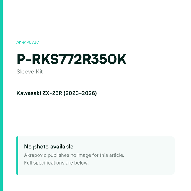 Akrapovic Sleeve Kit P-RKS772R350K — placeholder, no manufacturer photo available