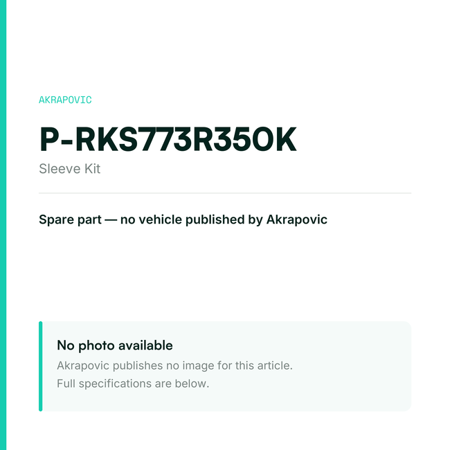 Akrapovic Sleeve Kit P-RKS773R350K — placeholder, no manufacturer photo available