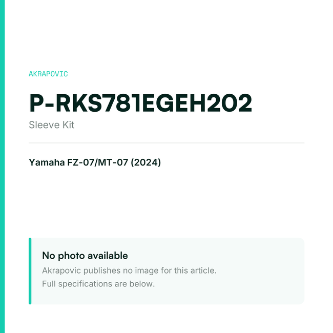 Akrapovic Sleeve Kit P-RKS781EGEH202 — placeholder, no manufacturer photo available