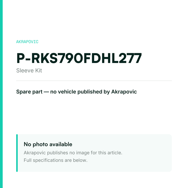 Akrapovic Sleeve Kit P-RKS790FDHL277 — placeholder, no manufacturer photo available