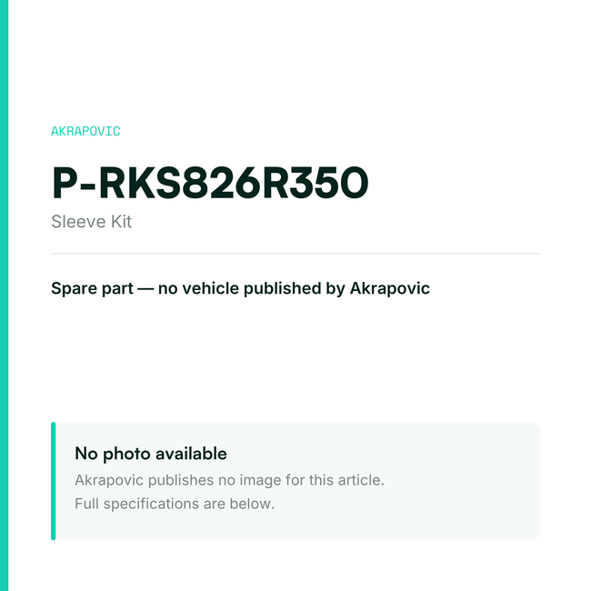 Akrapovic Sleeve Kit P-RKS826R350 — placeholder, no manufacturer photo available