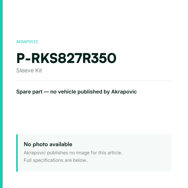 Akrapovic Sleeve Kit P-RKS827R350 — placeholder, no manufacturer photo available