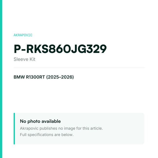 Akrapovic Sleeve Kit P-RKS860JG329 — placeholder, no manufacturer photo available