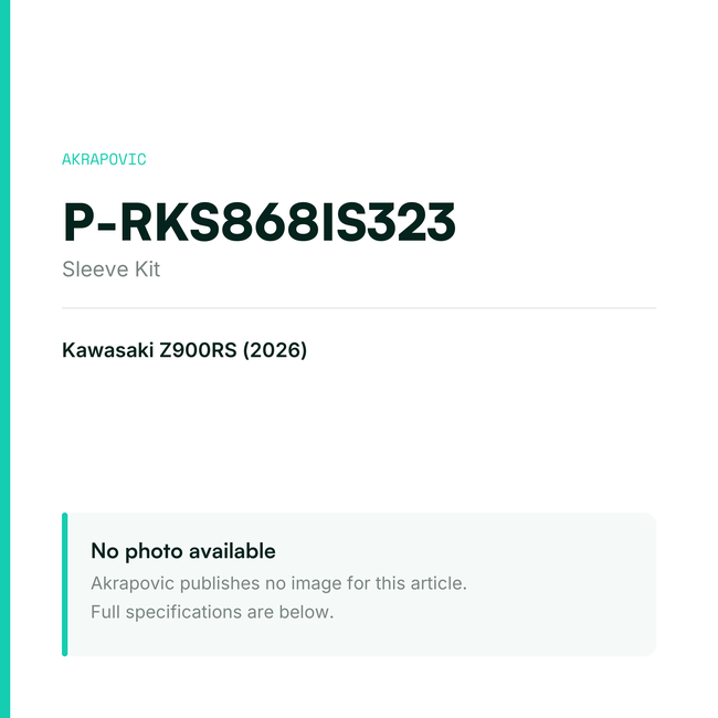 Akrapovic Sleeve Kit P-RKS868IS323 — placeholder, no manufacturer photo available