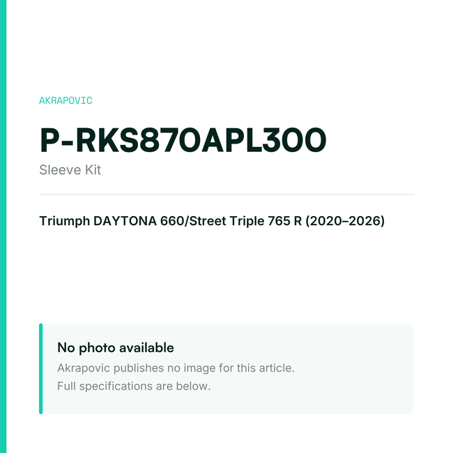 Akrapovic Sleeve Kit P-RKS870APL300 — placeholder, no manufacturer photo available