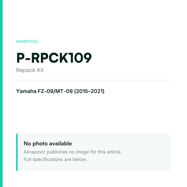 Akrapovic Repack Kit P-RPCK109 — placeholder, no manufacturer photo available