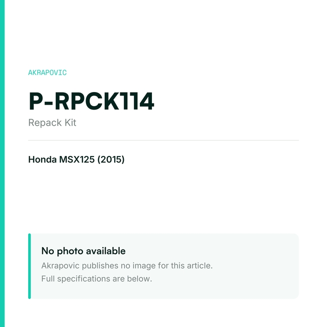 Akrapovic Repack Kit P-RPCK114 — placeholder, no manufacturer photo available