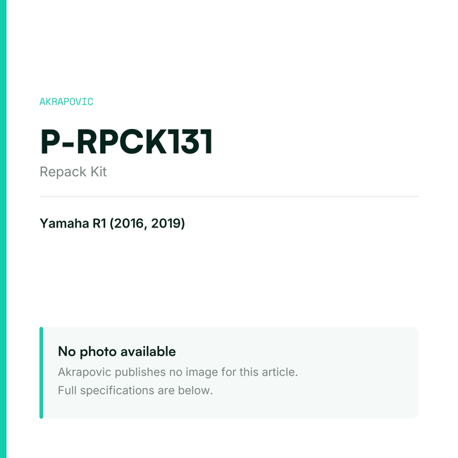 Akrapovic Repack Kit P-RPCK131 — placeholder, no manufacturer photo available