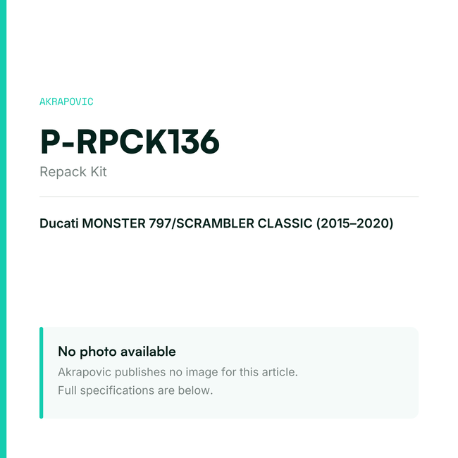 Akrapovic Repack Kit P-RPCK136 — placeholder, no manufacturer photo available