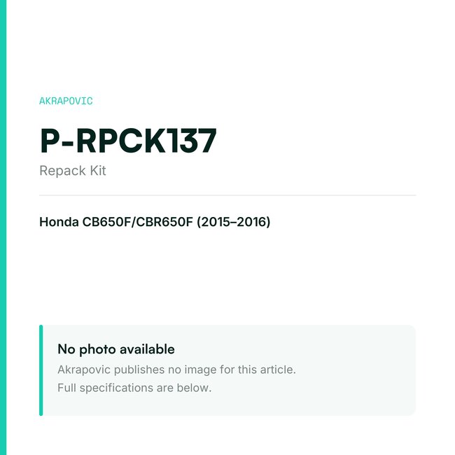 Akrapovic Repack Kit P-RPCK137 — placeholder, no manufacturer photo available