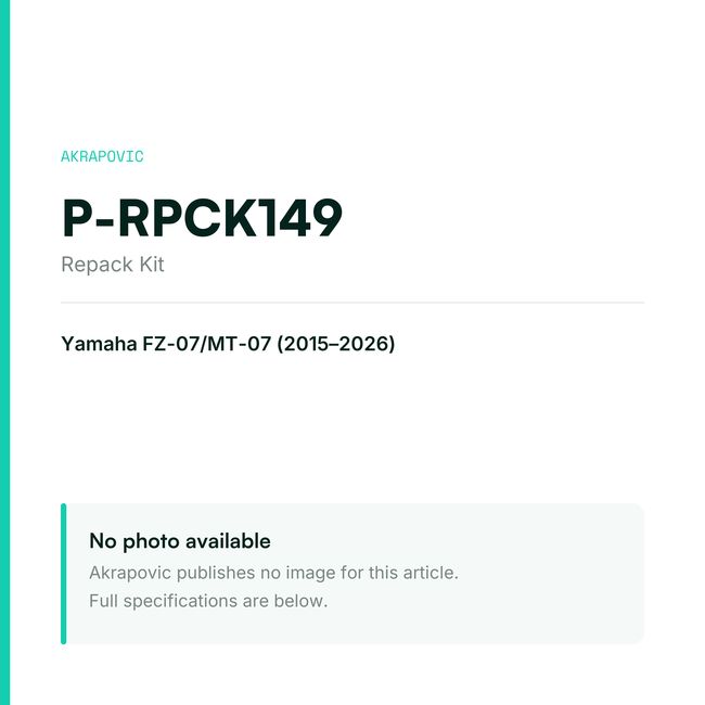 Akrapovic Repack Kit P-RPCK149 — placeholder, no manufacturer photo available