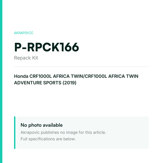 Akrapovic Repack Kit P-RPCK166 — placeholder, no manufacturer photo available