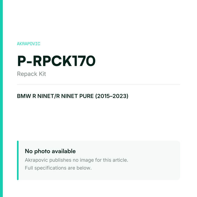 Akrapovic Repack Kit P-RPCK170 — placeholder, no manufacturer photo available