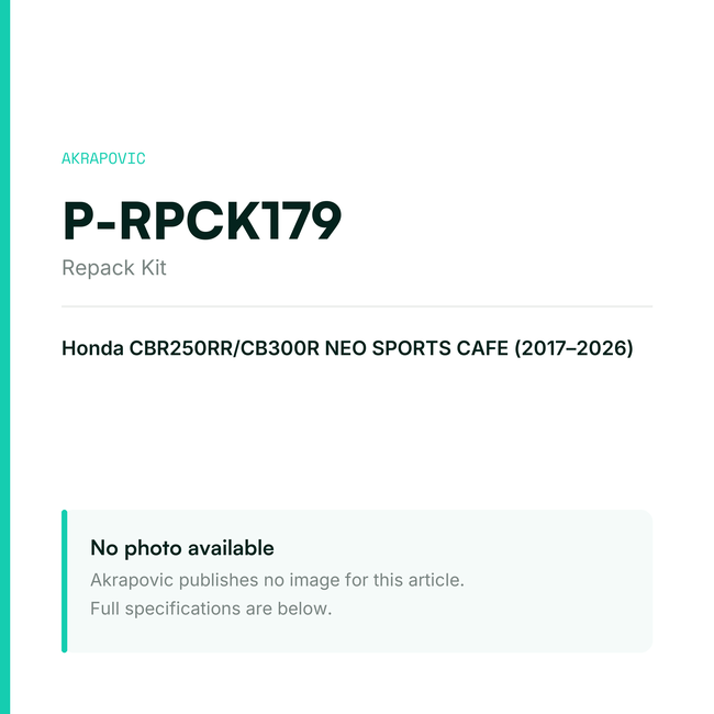 Akrapovic Repack Kit P-RPCK179 — placeholder, no manufacturer photo available