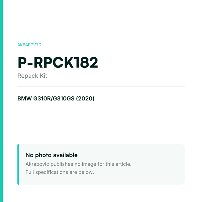 Akrapovic Repack Kit P-RPCK182 — placeholder, no manufacturer photo available