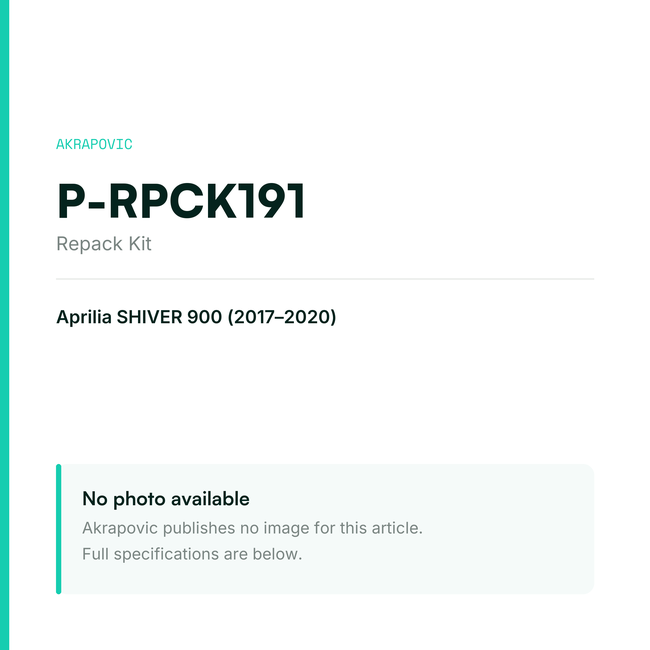 Akrapovic Repack Kit P-RPCK191 — placeholder, no manufacturer photo available