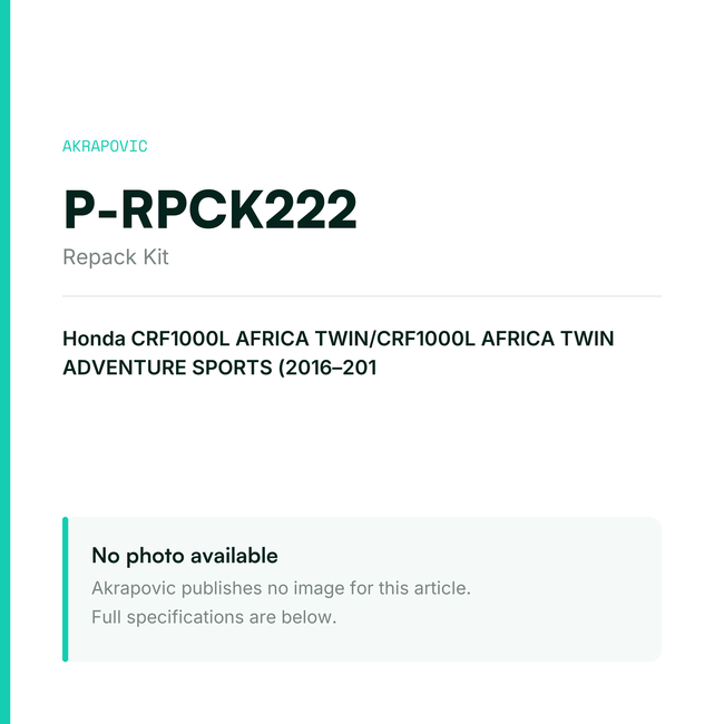 Akrapovic Repack Kit P-RPCK222 — placeholder, no manufacturer photo available