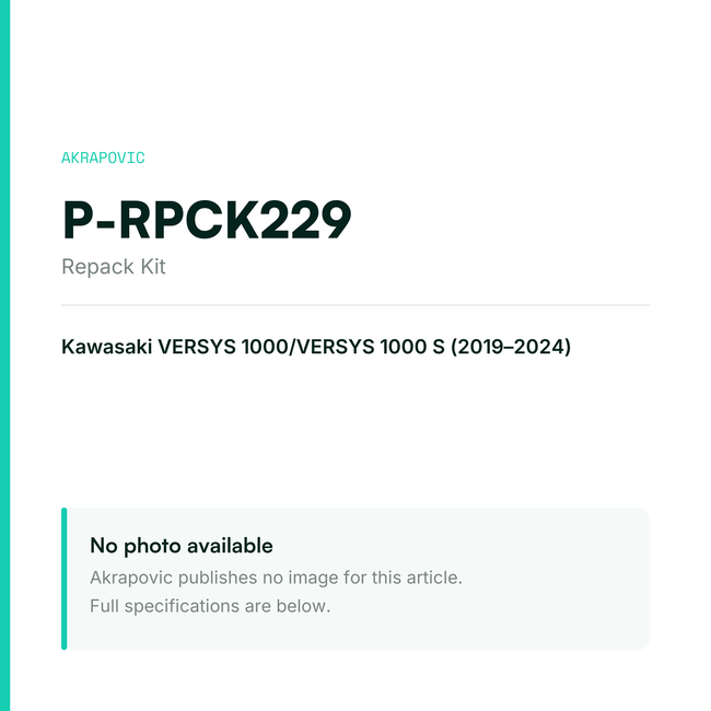 Akrapovic Repack Kit P-RPCK229 — placeholder, no manufacturer photo available