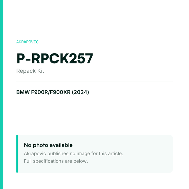 Akrapovic Repack Kit P-RPCK257 — placeholder, no manufacturer photo available
