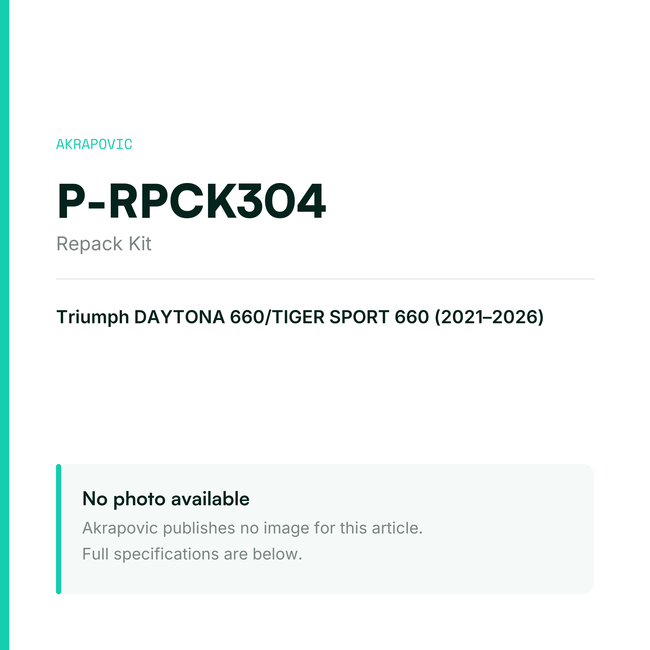 Akrapovic Repack Kit P-RPCK304 — placeholder, no manufacturer photo available