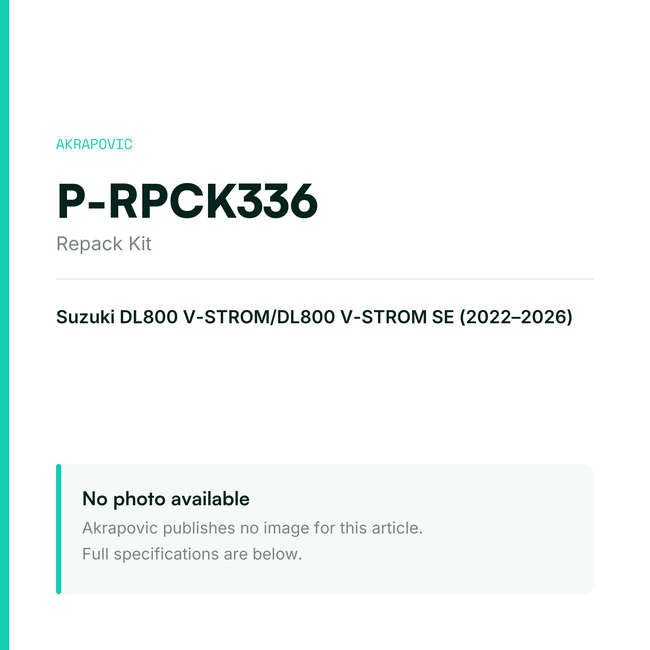 Akrapovic Repack Kit P-RPCK336 — placeholder, no manufacturer photo available