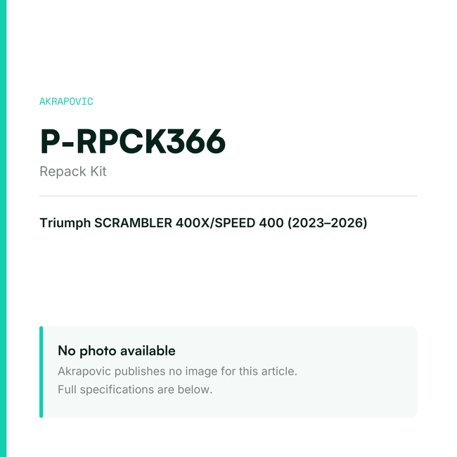 Akrapovic Repack Kit P-RPCK366 — placeholder, no manufacturer photo available