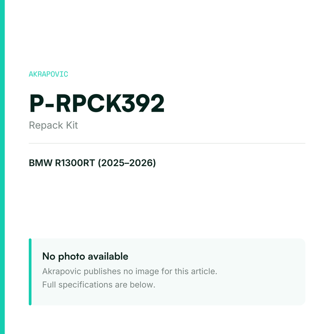 Akrapovic Repack Kit P-RPCK392 — placeholder, no manufacturer photo available